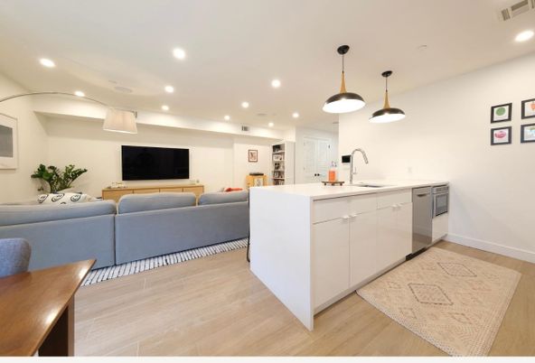 Interior, Kitchen, Living room, Pendant Lights, Recessed Lighting, Wood Texture Flooring