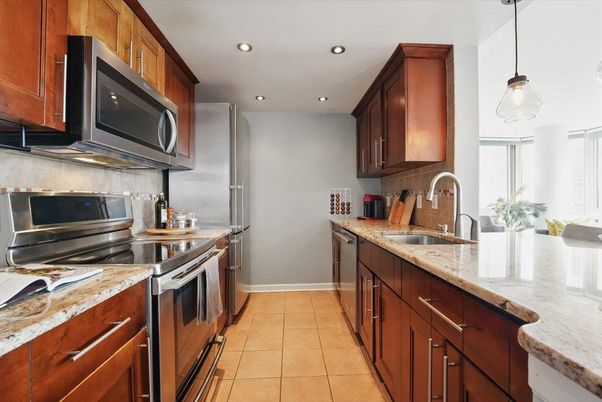 Interior, Kitchen, Pendant Lights, Recessed Lighting, Stainless Steel Appliances