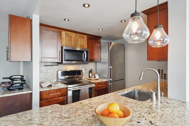 Interior, Kitchen, Pendant Lights, Recessed Lighting, Stainless Steel Appliances
