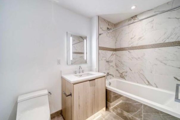 Bathroom, Interior, Marble Walls, Recessed Lighting