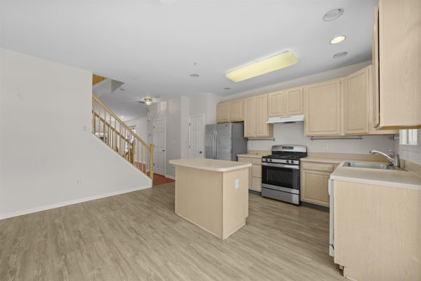 Interior, Kitchen, Recessed Lighting, Wood Texture Flooring