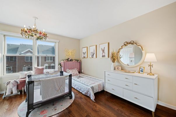 Bedroom, Chandelier, Interior, Wood Texture Flooring