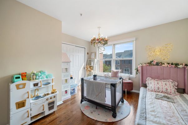 Bedroom, Chandelier, Interior, Wood Texture Flooring