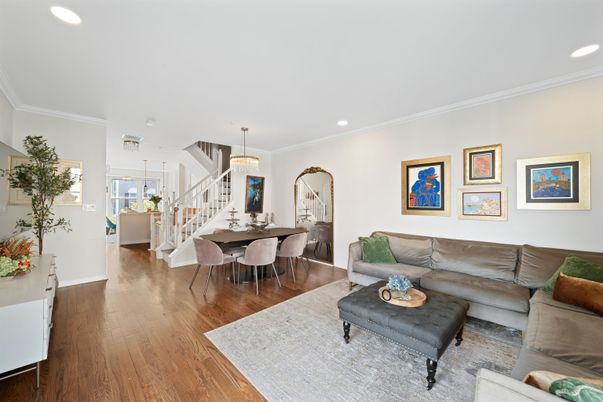 Chandelier, Dining room, Interior, Living room, Recessed Lighting, Wood Texture Flooring