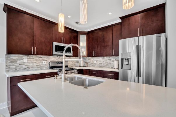 Interior, Kitchen, Pendant Lights, Recessed Lighting, Stainless Steel Appliances