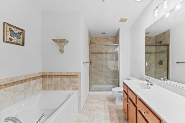 Bathroom, Dual Sink Vanities, Glass Shower, Interior, Recessed Lighting