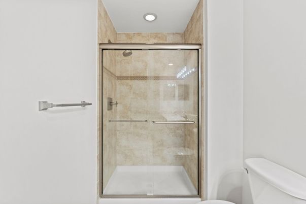 Bathroom, Glass Shower, Interior, Recessed Lighting