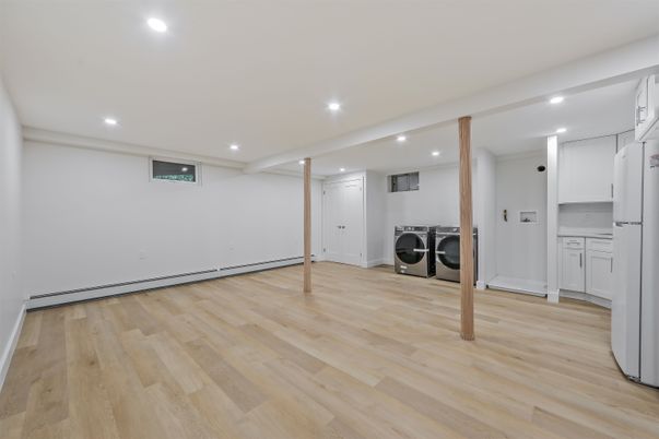 Interior, Recessed Lighting, Utility Closets, Washer, Wood Texture Flooring