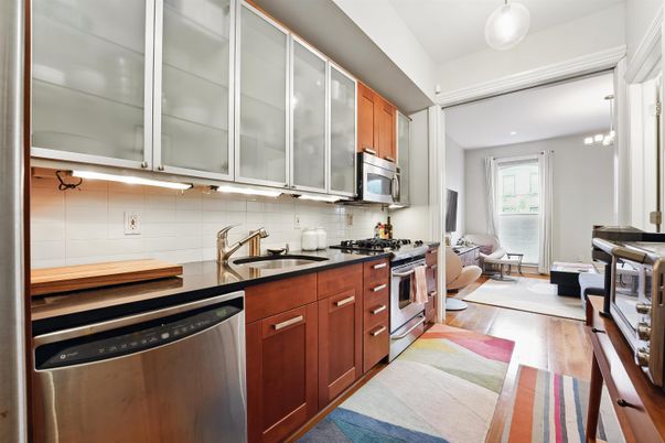 Interior, Kitchen, Pendant Lights, Stainless Steel Appliances, Wood Texture Flooring