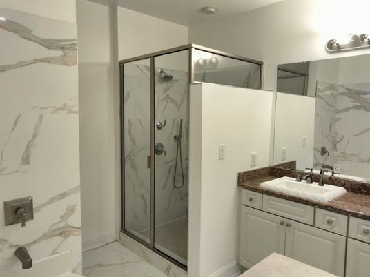 Bathroom, Glass Shower, Interior, Marble, Marble Walls