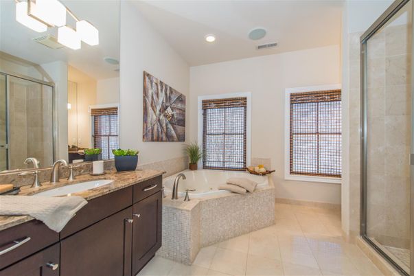Bathroom, Dual Sink Vanities, Glass Shower, Interior, Recessed Lighting