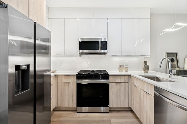 Interior, Kitchen, Stainless Steel Appliances, Wood Texture Flooring