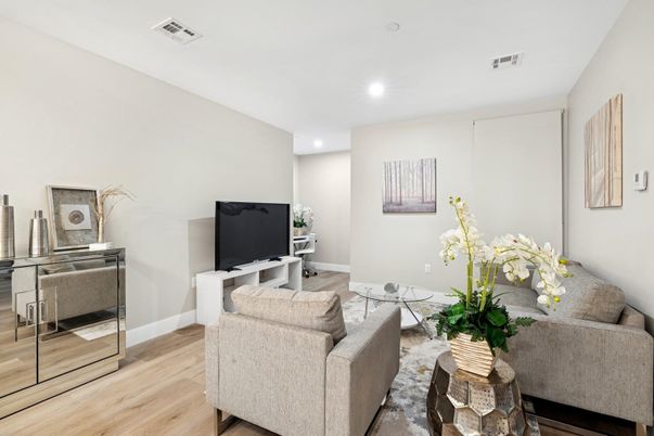 Interior, Living room, Recessed Lighting, Wood Texture Flooring