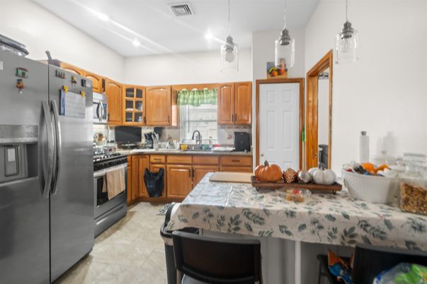 Interior, Kitchen, Pendant Lights, Recessed Lighting, Stainless Steel Appliances