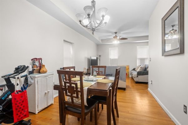Chandelier, Dining room, Interior, Wood Texture Flooring