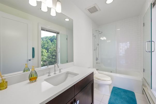 Bathroom, Glass Shower, Interior, Recessed Lighting