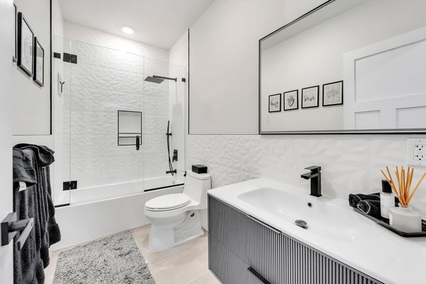 Bathroom, Glass Shower, Interior, Recessed Lighting