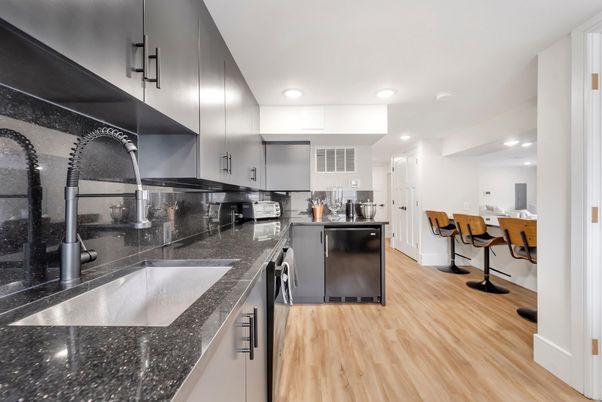 Interior, Kitchen, Recessed Lighting, Wood Texture Flooring