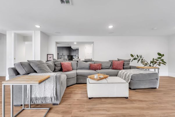Interior, Kitchen, Living room, Recessed Lighting, Wood Texture Flooring