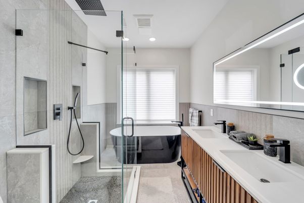 Bathroom, Dual Sink Vanities, Free Standing Baths, Glass Shower, Interior, Recessed Lighting