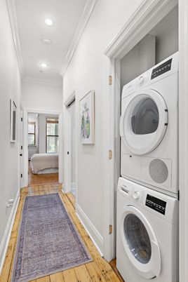 Interior, Recessed Lighting, Utility Closets, Washer, Wood Texture Flooring