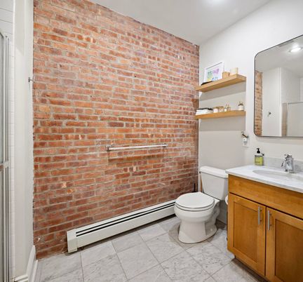 Bathroom, Interior, Recessed Lighting, Stone Walls