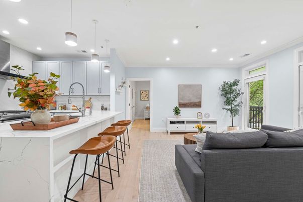 Interior, Kitchen, Pendant Lights, Recessed Lighting, Wood Texture Flooring