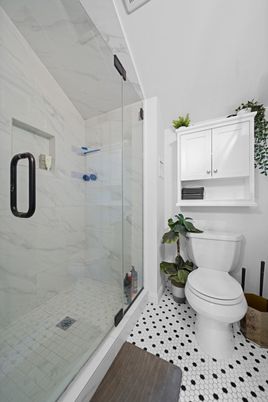 Bathroom, Glass Shower, Interior, Marble Walls