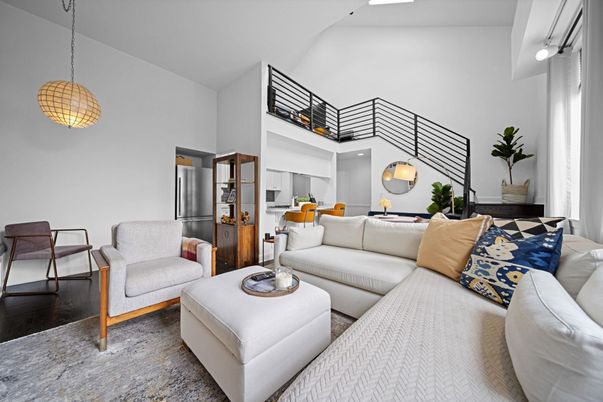 Dining room, Interior, Kitchen, Living room, Pendant Lights, Stainless Steel Appliances, Wood Texture Flooring