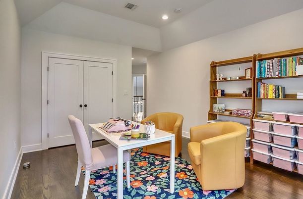 Home Office, Interior, Recessed Lighting, Wood Texture Flooring