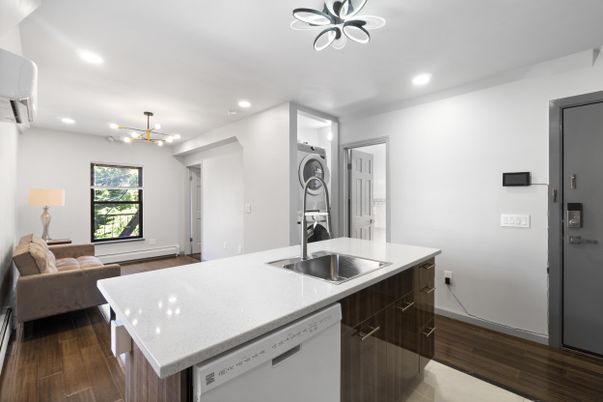 Interior, Kitchen, Pendant Lights, Recessed Lighting, Wood Texture Flooring
