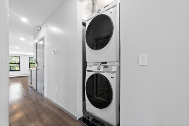 Interior, Recessed Lighting, Utility Closets, Washer, Wood Texture Flooring