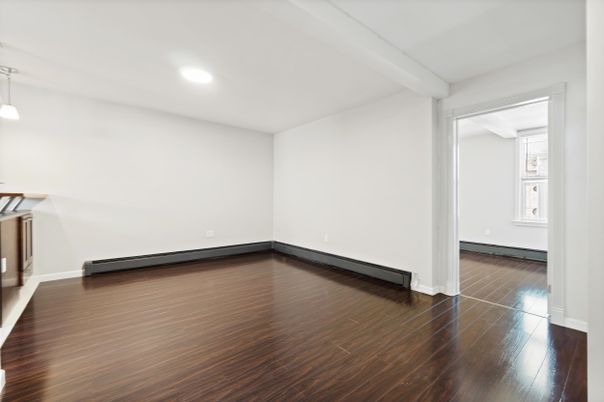 Empty room, Interior, Pendant Lights, Recessed Lighting, Wood Texture Flooring
