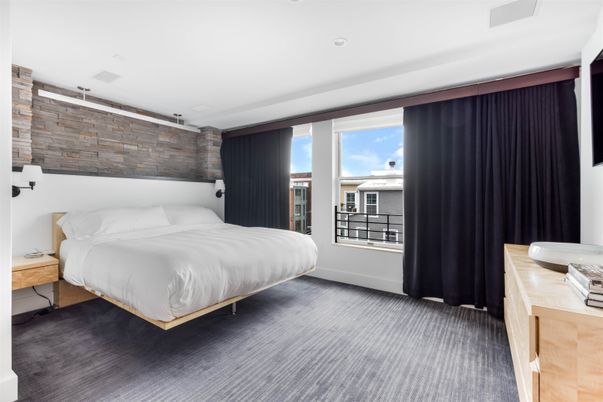 Bedroom, Interior, Recessed Lighting, Water, Wooden Walls
