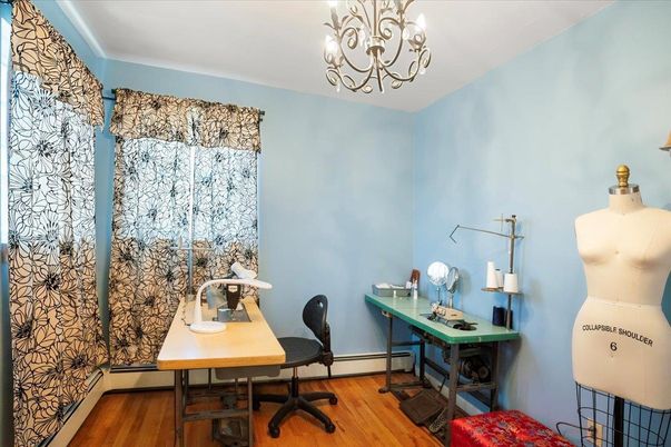 Chandelier, Home Office, Interior, Wood Texture Flooring