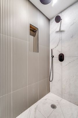 Bathroom, Interior, Marble, Marble Walls, Recessed Lighting