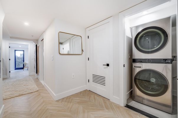 Interior, Recessed Lighting, Utility Closets, Washer, Wood Texture Flooring