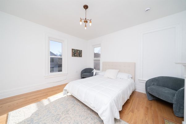 Bedroom, Interior, Pendant Lights, Wood Texture Flooring