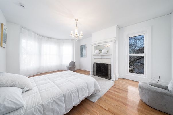 Bedroom, Chandelier, Fireplace, Interior, Wood Texture Flooring
