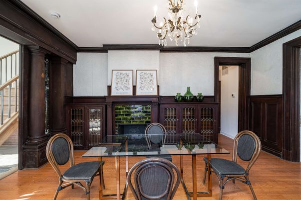 Chandelier, Dining room, Interior, Wood Texture Flooring