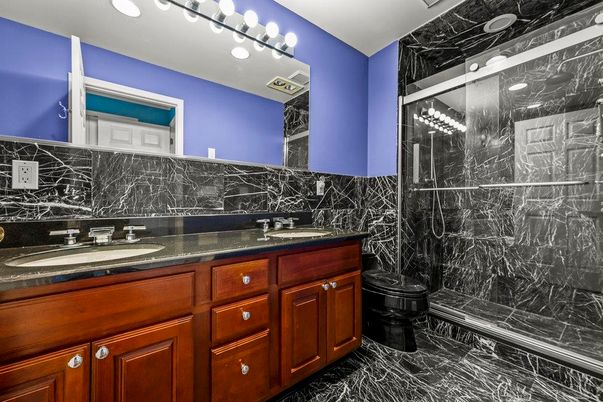 Bathroom, Dual Sink Vanities, Interior, Marble, Marble Walls