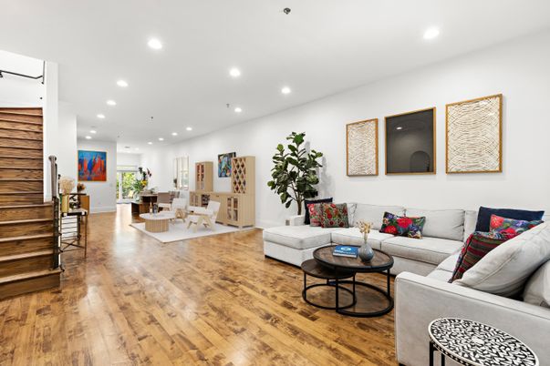 Interior, Living room, Recessed Lighting, Wood Texture Flooring