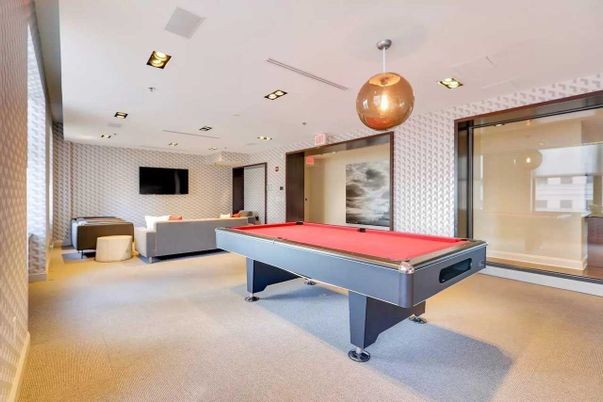 Billiard Table, Game Room, Interior, Living room, Pendant Lights, Recessed Lighting
