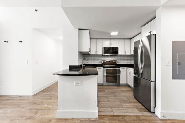 Interior, Kitchen, Stainless Steel Appliances, Wood Texture Flooring