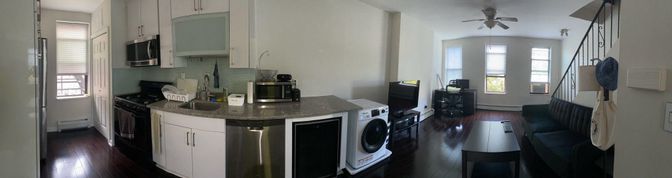 Interior, Kitchen, Washer, Wood Texture Flooring