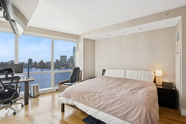 Bedroom, Home Office, Interior, Recessed Lighting, Water, Wood Texture Flooring