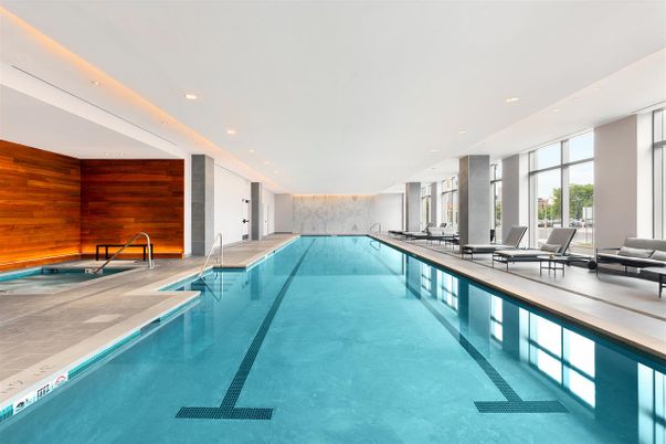 Interior, Marble Walls, Pool, Recessed Lighting, Wooden Walls