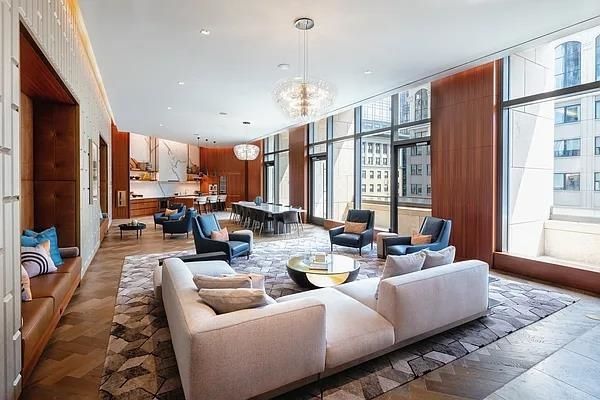 Chandelier, Dining room, Interior, Kitchen, Living room, Marble Walls, Pendant Lights, Recessed Lighting
