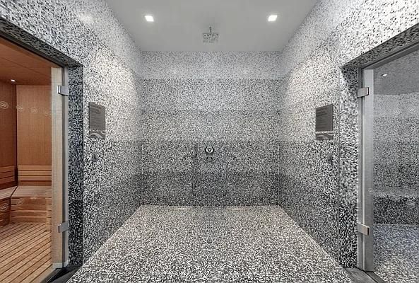 Bathroom, Glass Shower, Interior, Recessed Lighting, Sauna Room