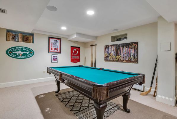 Billiard Table, Game Room, Interior, Recessed Lighting